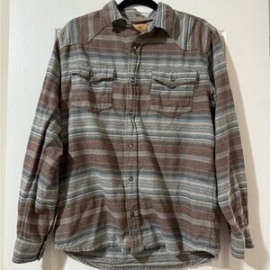 Pendleton Men's Casual Brown and Gray Striped Shirt